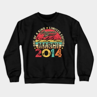 10 Years Old Awesome Since March 2014 10th Birthday Crewneck Sweatshirt